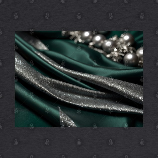 Green silver Christmas silk with pearls by Khala